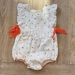 Pink Chicken Amy Bubble Romper Orange Peach Onesie Size 6-12 Months